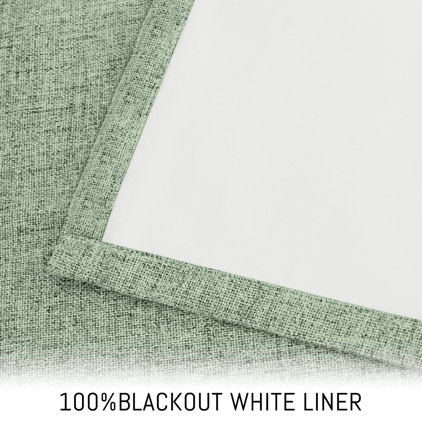 Yakamok Light Sage Green Linen Curtains 100% Blackout 90 Inches Long - Image 4