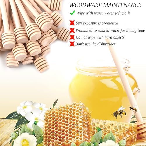 Miniatura 2 de JIABEIUS 200 mini palitos de miel, de madera para tarro de miel como recuerdos de fiesta de boda, regalos de madera (3 pulgadas)