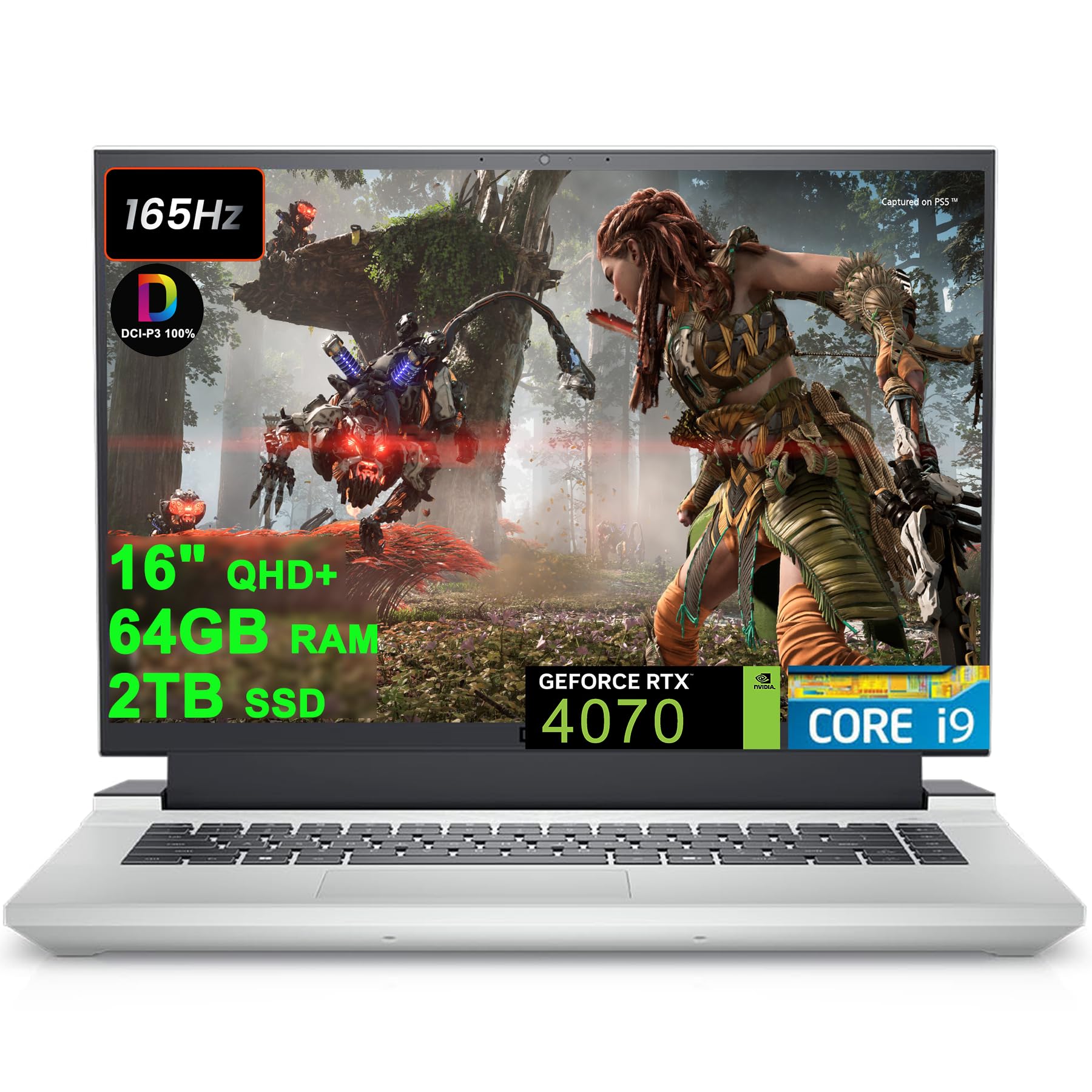 DELLG16 7630 Gaming Laptop 16" QHD+ 165Hz (100% DCI-P3, 3ms, G-SYNC + DDS) Intel 24-Core i9-13900HX 64GB RAM 2TB SSD GeForce RTX 4070 8GB RGB Backlit Cherry MX Mechanical Keyboard Thunderbolt Win11
