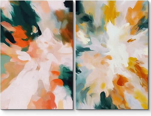 Miniatura 85 de SIGNLEADER Lienzo enmarcado para pared, juego de arte geométrico de mediados de siglo, formas de tocadiscos de música, ilustraciones abstractas,