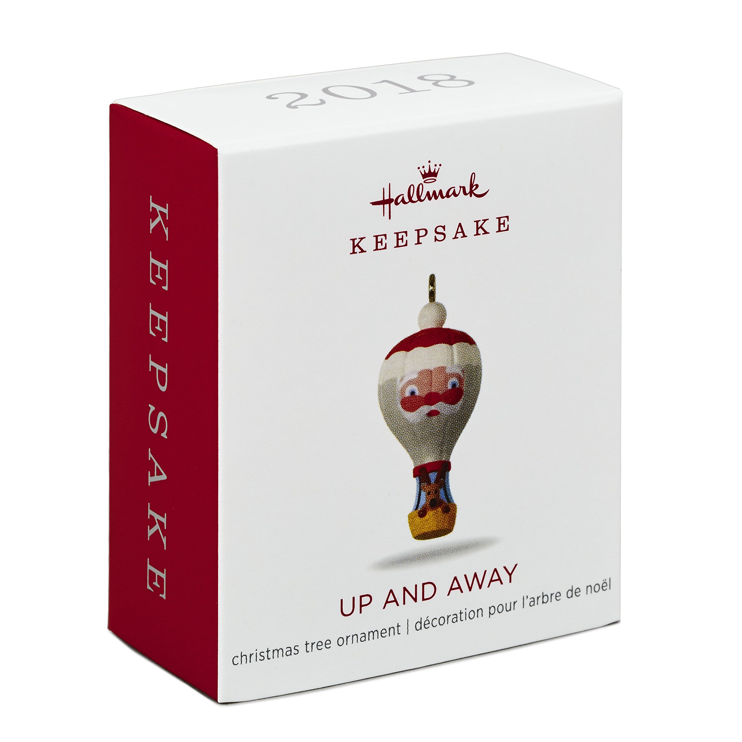 Hallmark Keepsake mini ozdoba świąteczna 2018 rok data, Mikołaj gorące powietrze balon Up and Away miniatura, 3,5 cm