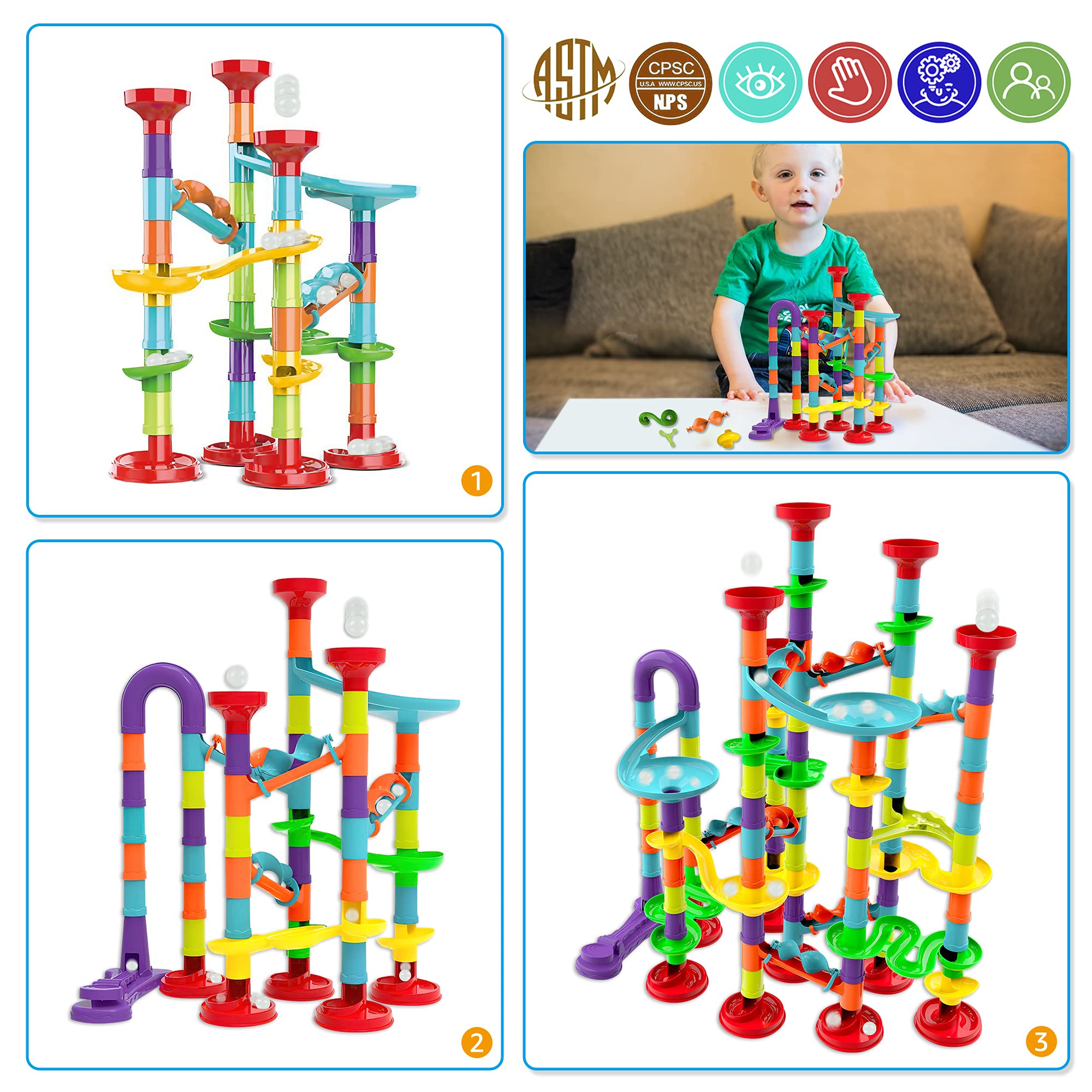 Blacka Marble Run Set Maze Race Building Blocks Marbles for Kids Ages 4 5 6 7 8 9 10+ Girls Boys Toys STEM Educational Birthday Gift Festival Present,A880,Large