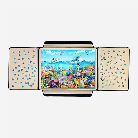 OMAVEE Stow Away Jigsaw Puzzle Caddy Premium Storage Puzzle Case Saver with Detachable Center