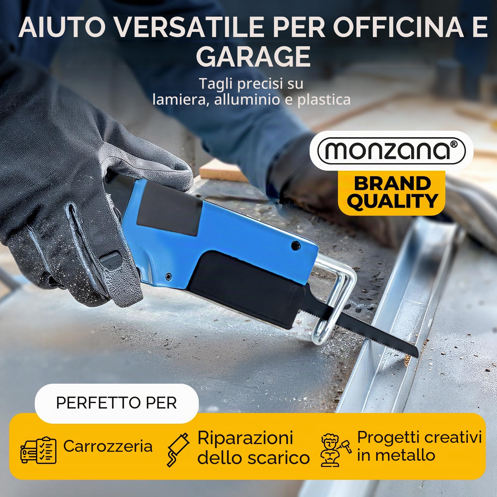 Monzana Sega Aria Compressa per Carrozzeria 6 Lame 10.000 giri/min Impugnatura Gommata Bricolage