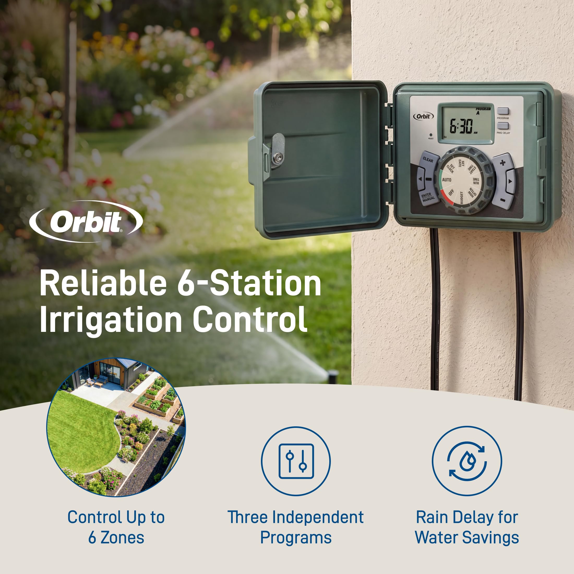 Orbit Outdoor Swing Panel Sprinkler System Timer