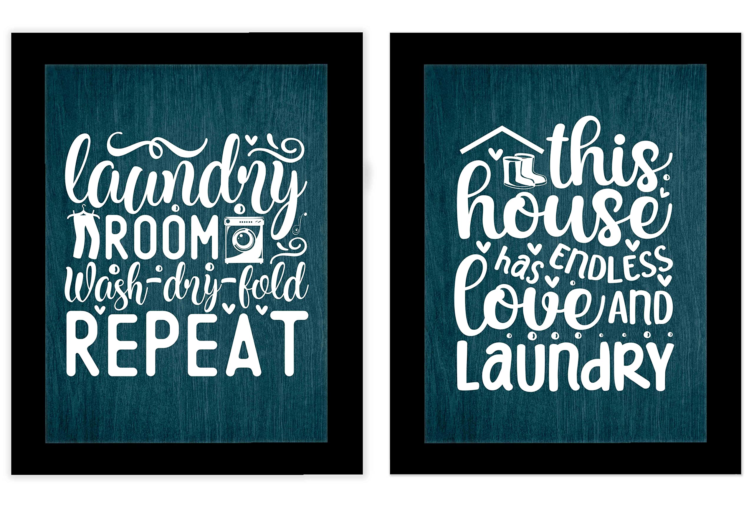 Inkdotpot 2 Piece Laundry Signs for Laundry Room Decor This House Has Endless Loved And Laundry Poster With Frame, Laundry Room Wall Art Signs Framed Wall Decor for Home Laundry, 14x20 Inches (Black)