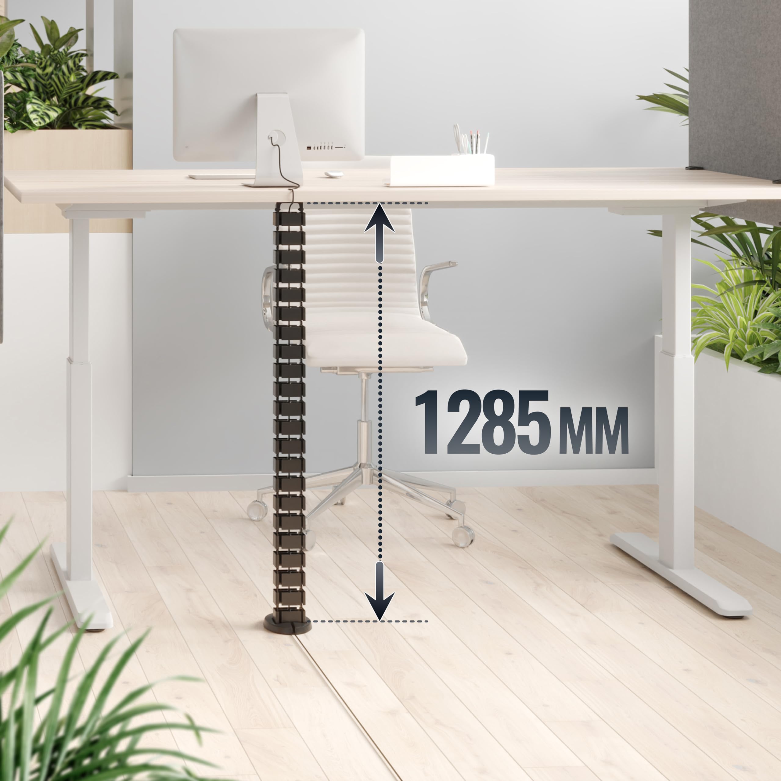 RICOO Uniwersalny kanał kablowy do zarządzania kablami do biurka Z0101-B długość 128 cm elastyczny kręgosłup korytko kablowe kanał kablowy wąż kablowy prowadzenie kabli, czarny