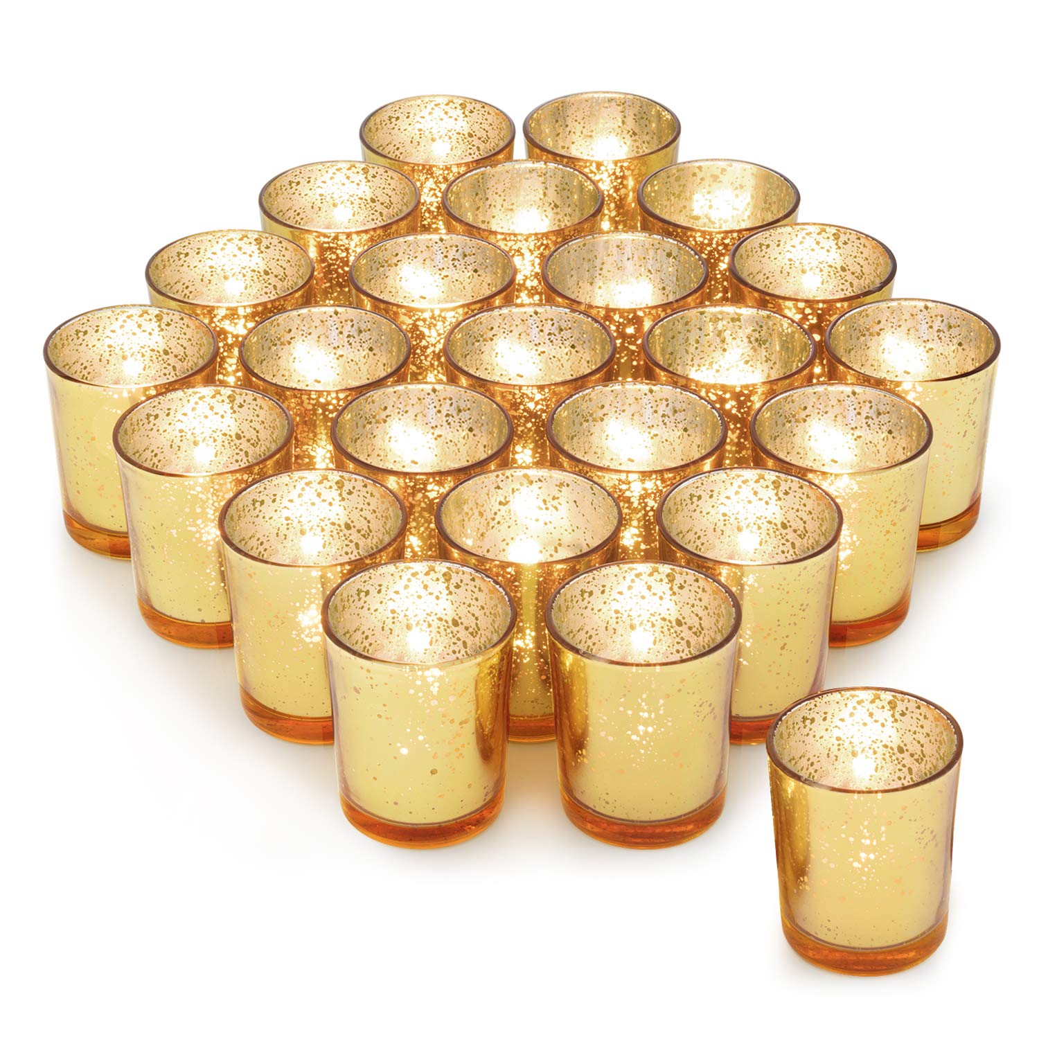 Buy Gold Votive Candle Holder Set of 24,HabiLife Mercury Glass Tealight
