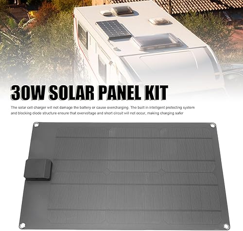 Miniatura 3 de Fafeicy Cargador de batería solar de 30 W, kit de panel solar portátil con controlador inteligente mejorado para automóvil, barco, RV, motocicleta