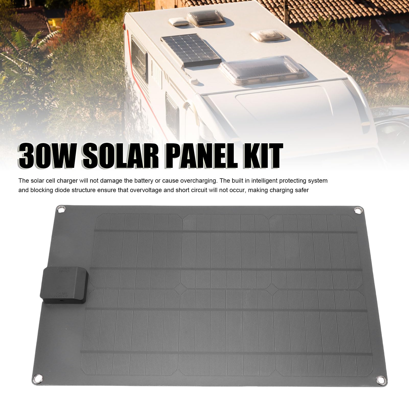 Fafeicy Manutentore del Caricabatteria Pannello Solare 30 W con Controller di Carica Intelligente Aggiornato per Batteria 12 V per Moto, Barca per Auto