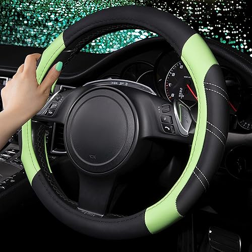 Miniatura 132 de CAR PASS Line Rider - Funda de cuero de microfibra deportiva para volante, ajuste universal para el 95% de camiones, SUV, automóviles, diseño cómodo