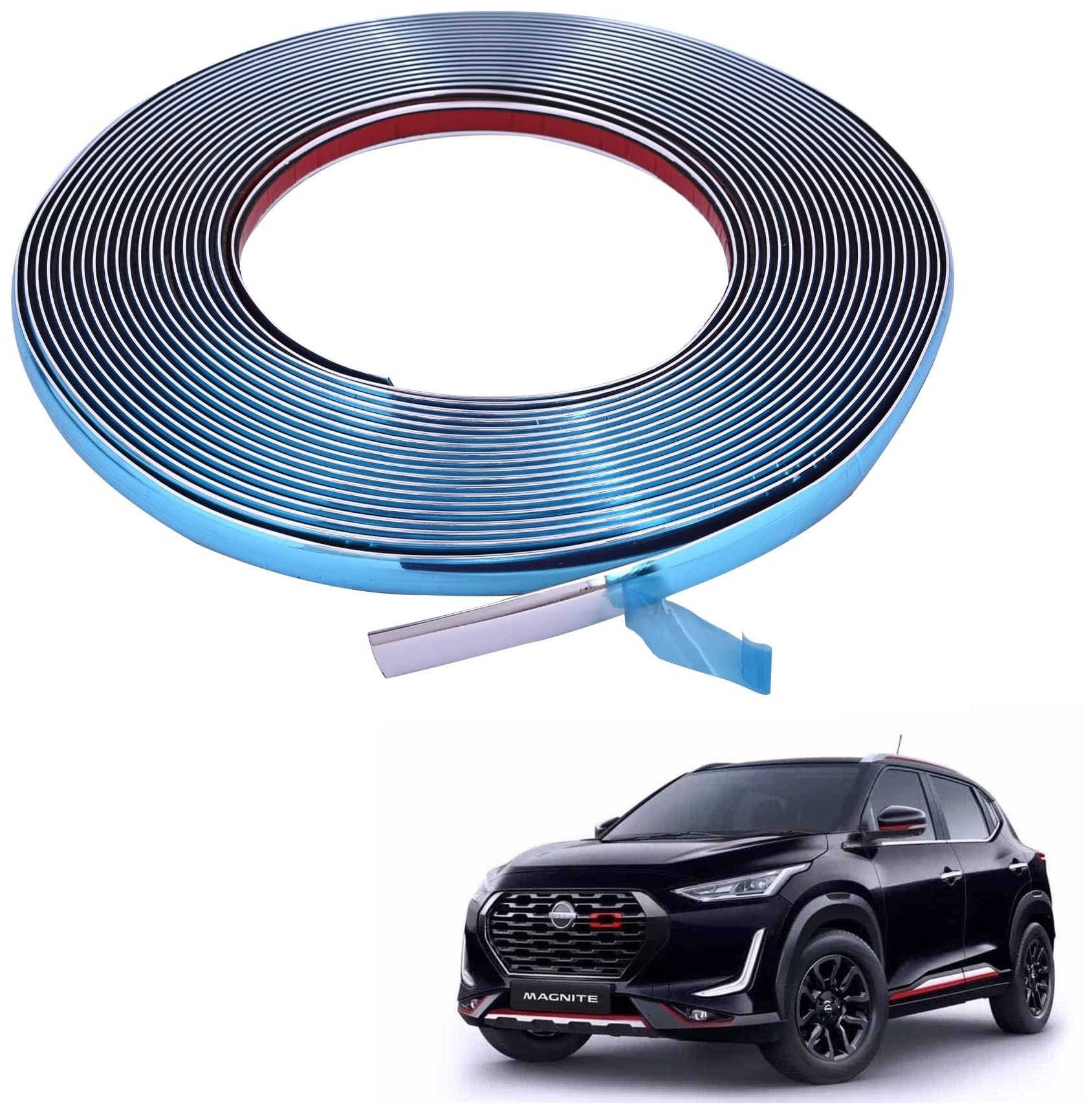 Kozdiko Side Window Door Beading Roll 10MM Silver Chrome Strip 20 Metres Compatible with Nissan Magnite-image-25