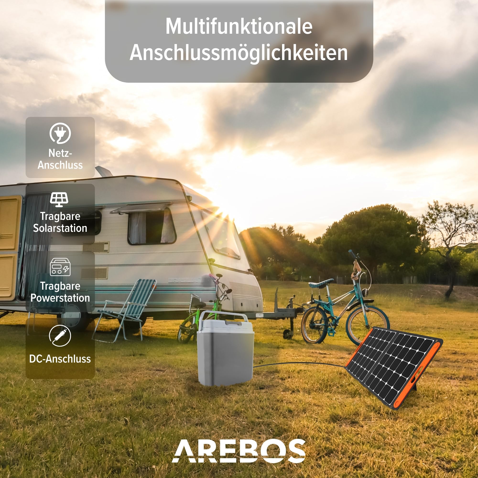 Arebos 20 Liter Kühlbox | zum Kühlen und Warmhalten | Mini Kühlschrank | Thermo-elektrische Kühlbox | mit ECO Modus | 12/230 V für Auto und Steckdose | elektrische Kühlbox