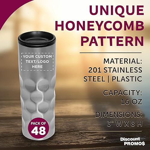 Miniatura 4 de Juego de 48 tazas de café de viaje de acero inoxidable personalizadas de 16 onzas, paquete personalizado a granel, perfectas para batidos, café