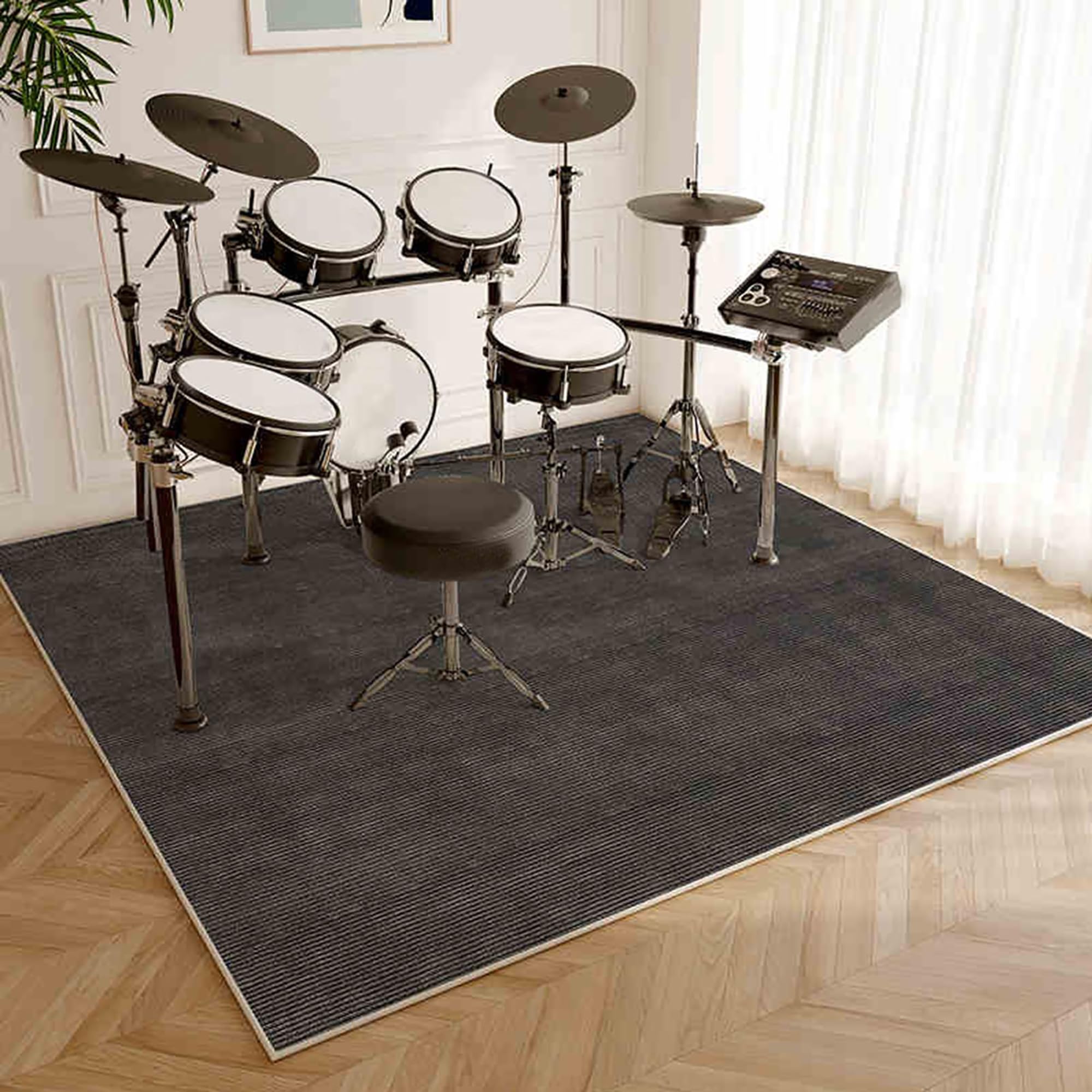 Drumming Drum Rugs, Drum Mat Drum Rug Non Slip Soundproof Mats, 230 x 180 cm Drum Carpet for Drummers Outdoor, Electronic Drum Set Practice Music Rug, Floor Protection Pad for Splash Cymbal Stands