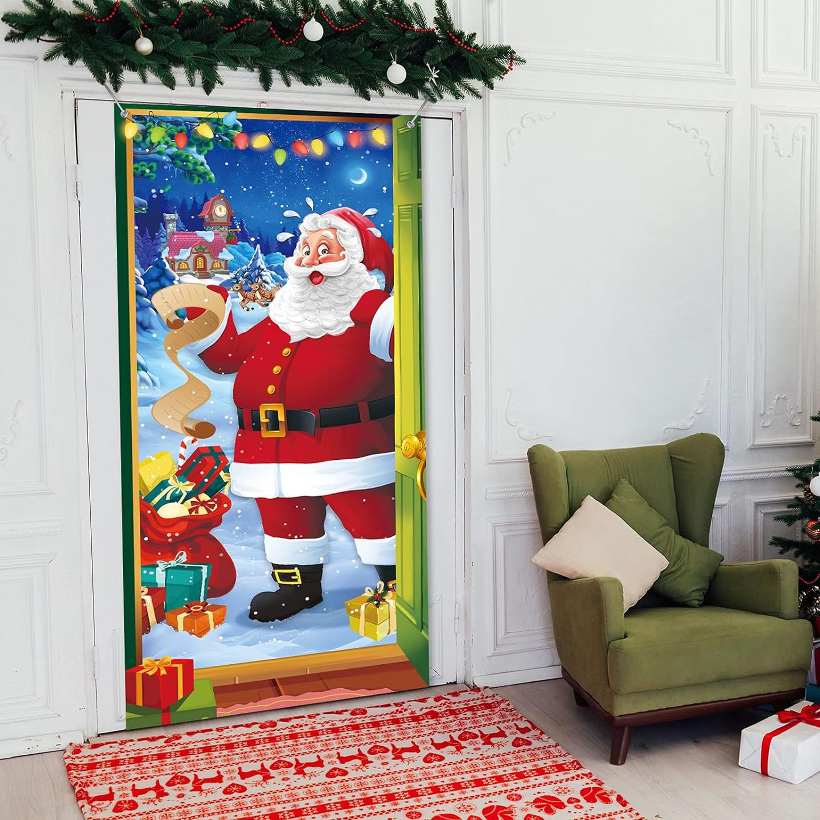 Decorazioni natalizie vintage Sfondo di copertura per porta di