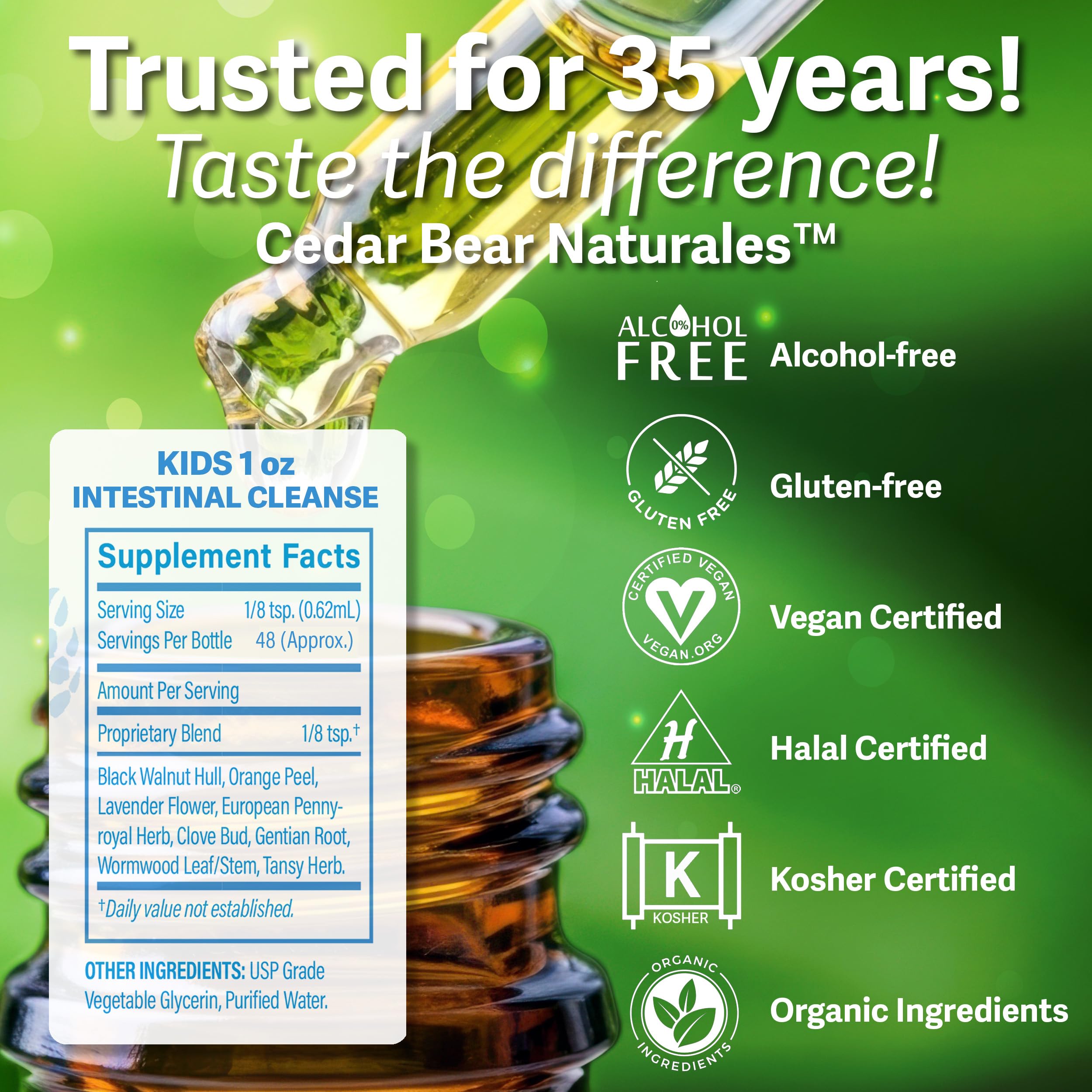 Cedar Bear Intestinal Cleanse for Kids Liquid Herbal Supplement, 1 Fl Oz — Amazon image 2