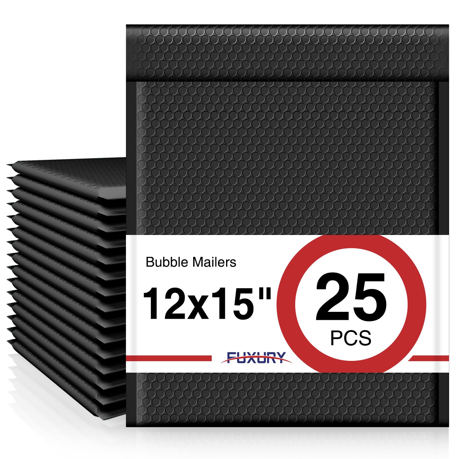 Fuxury Black Bubble Mailers 12x15" Padded Envelopes 25 Pack Large Bubble Mailer Strong Adhesion Padded Mailer,Self-Seal Envelope for Mailing Small Business,Magazine, Clothing.