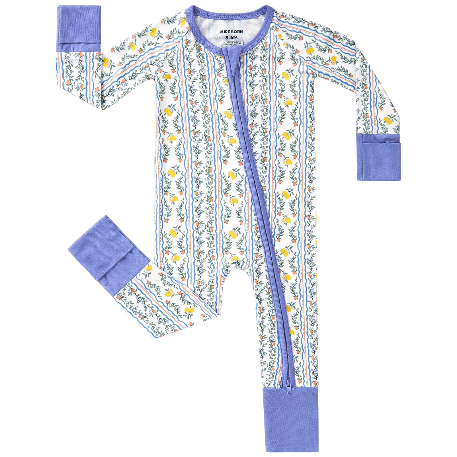 pureborn Baby Sleeper Viscose from Bamboo Zipper Footies Pjs 0-24 Months