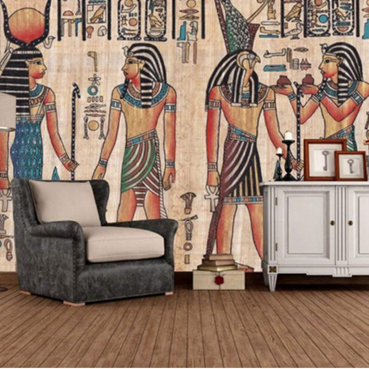 Msrahves Paredes Decoración Hogar Pintura del faraón del antiguo egipto Fotomural Vinilo para Pared Infantil Fotomural para Paredes Mural Decorativo Decoración comedores Salones Habitaciones