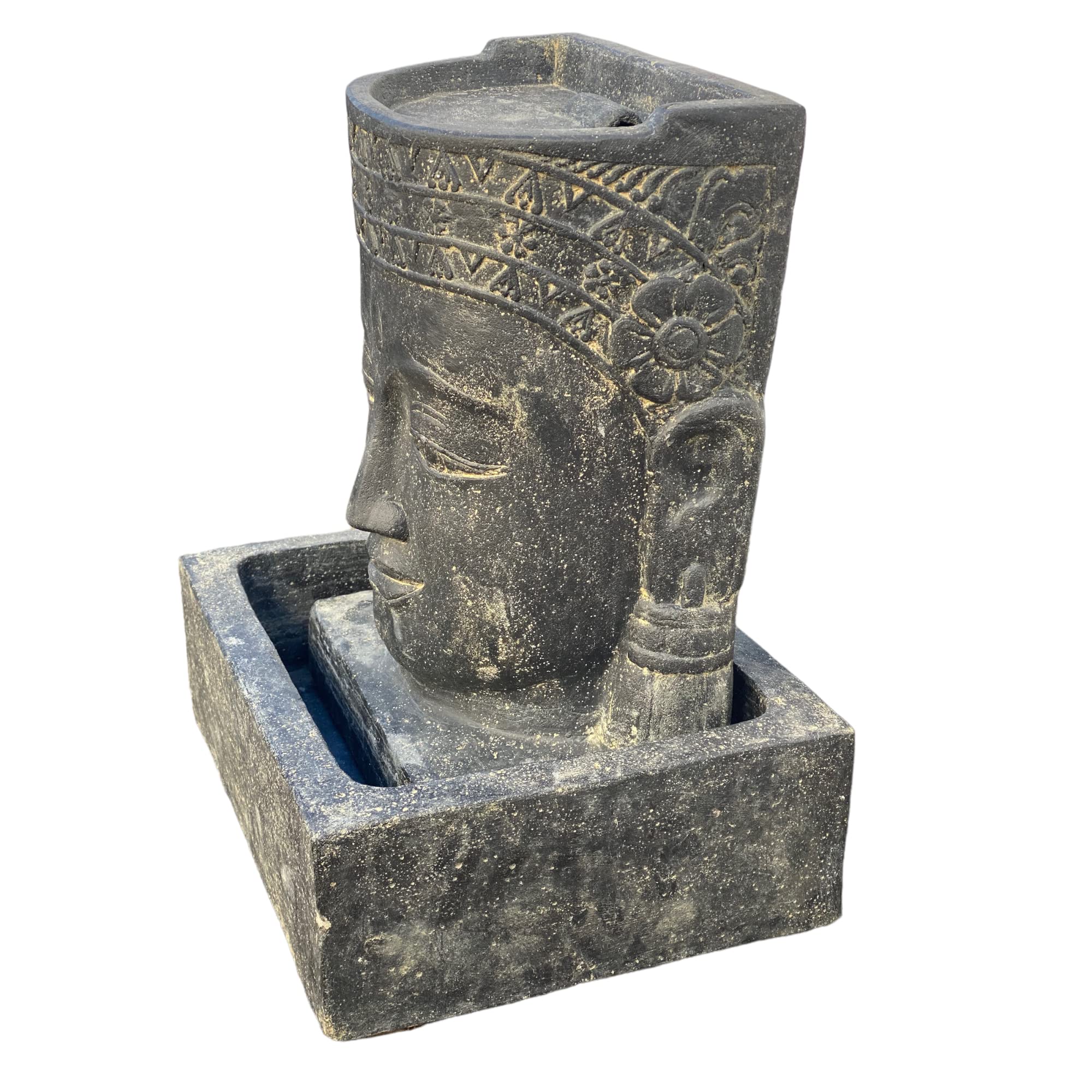 Khmer Head - Fuente de agua (60 x 45 x 40 cm), diseño de cascada de Buda