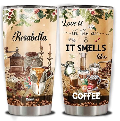 Vista 67 de WAZONE Vaso temático de casino personalizado con nombre personalizado, taza de viaje con tapa, taza de café aislada de 20 onzas, 30 onzas, refranes