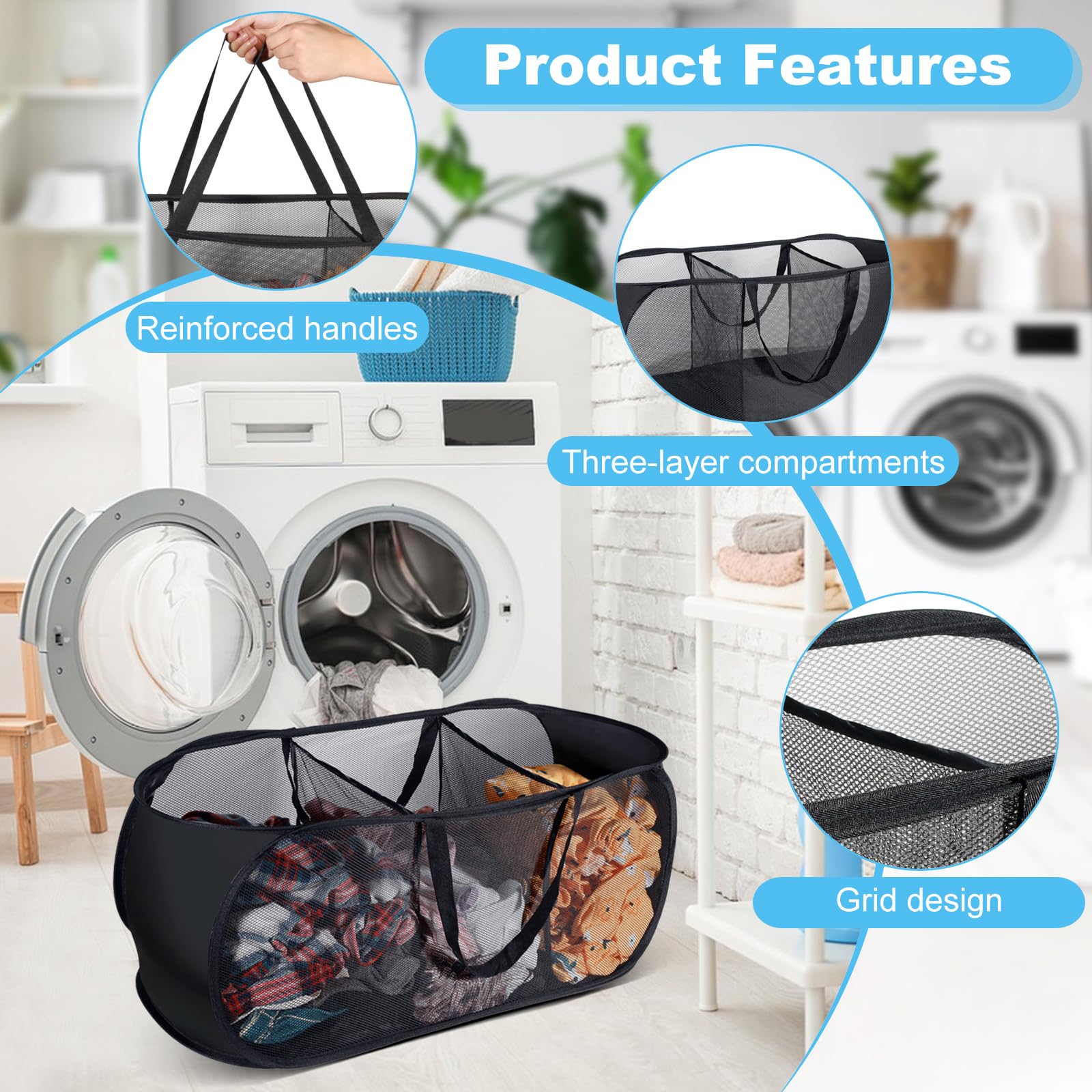 Grand Panier à Linge Panier à Linge Pliable Pliable Filet Panier à Grand Panier à Linge Panier à Linge Pliable Pliable Filet Panier à