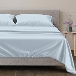 Mayfair Linen 100% Egyptian Cotton Sheets Twin Size - 600 Thread Count Twin Bed Sheets Cotton Set, 16" Deep Pocket (3 PC, Light Blue), Soft Cooling, Durable Sateen Hotel Bedsheet Set for Dorm Rooms