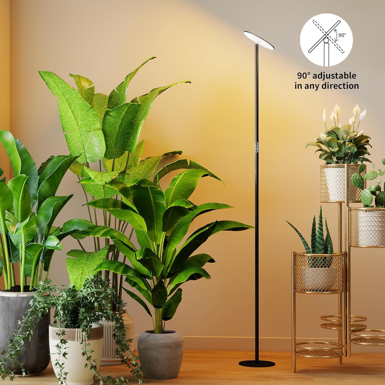 chiphy Grow Lights, 85" Full Spectrum Plant Light for Indoor Plants, 4/8/12H Timer, 40W Grow Lamp, 10 Dimmable Brightness, Height Adjustable, Ideal for Large Tall Plants