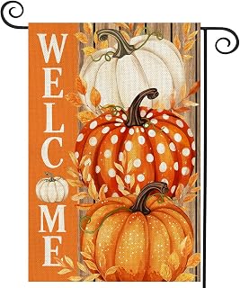 Fall Decorations Garden Flag 12x18 Inch for Outside Weather & Fade Resistant Double Sided Pumpkin Welcome Yard Flags Outdoor Thanksgiving Home Fall Decor