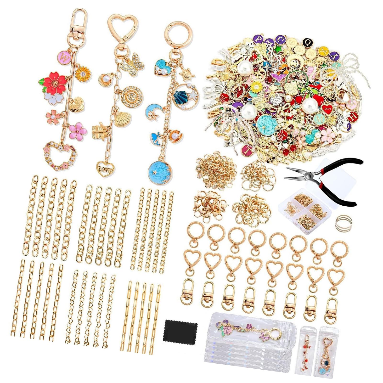 Msioytog 544Pcs Practical Keyring Making Supplies With Tassels For Creative Projects And Gifts Fashion Keychain Accessories