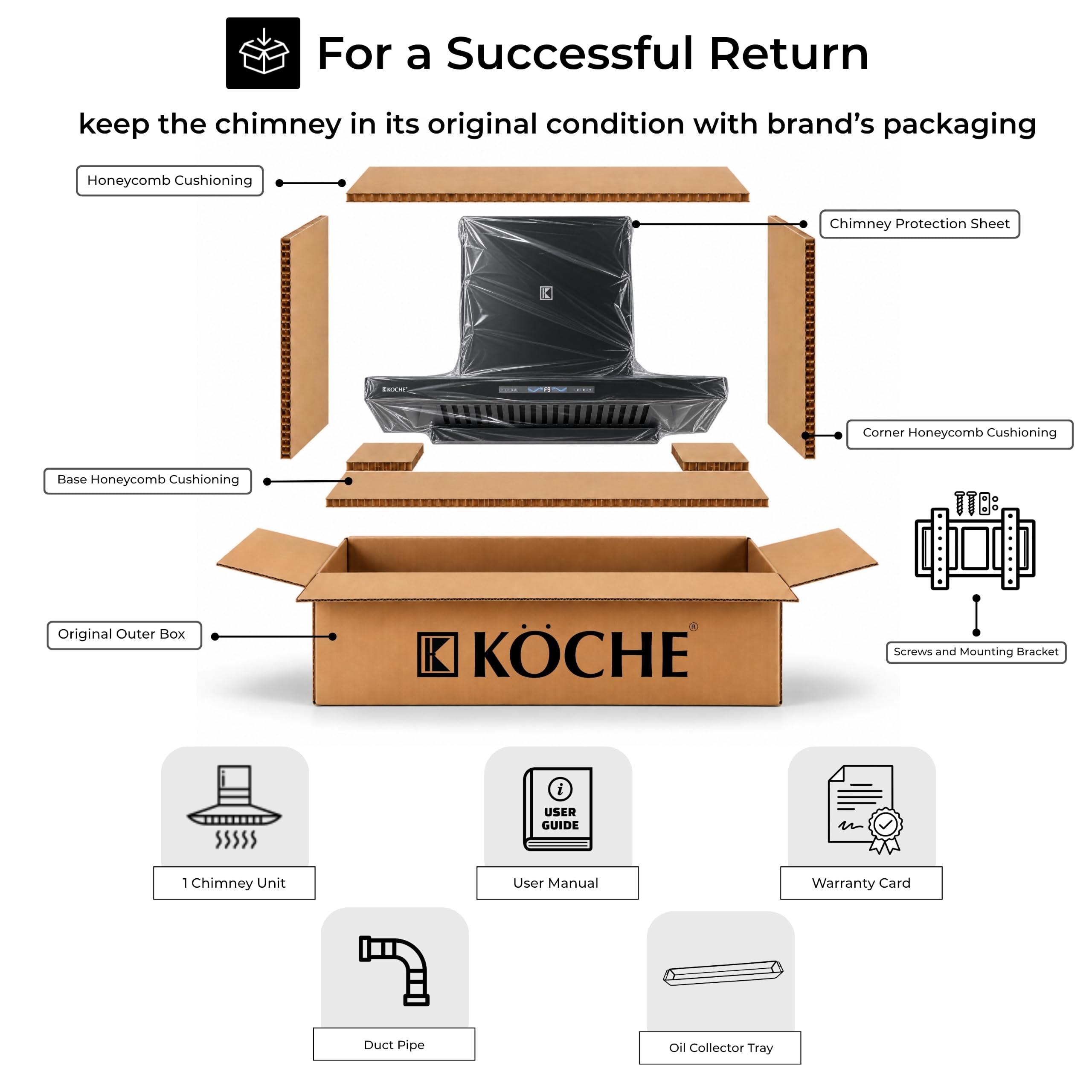 KOCHE STARK Kitchen Chimney - Filterless & Smart -12