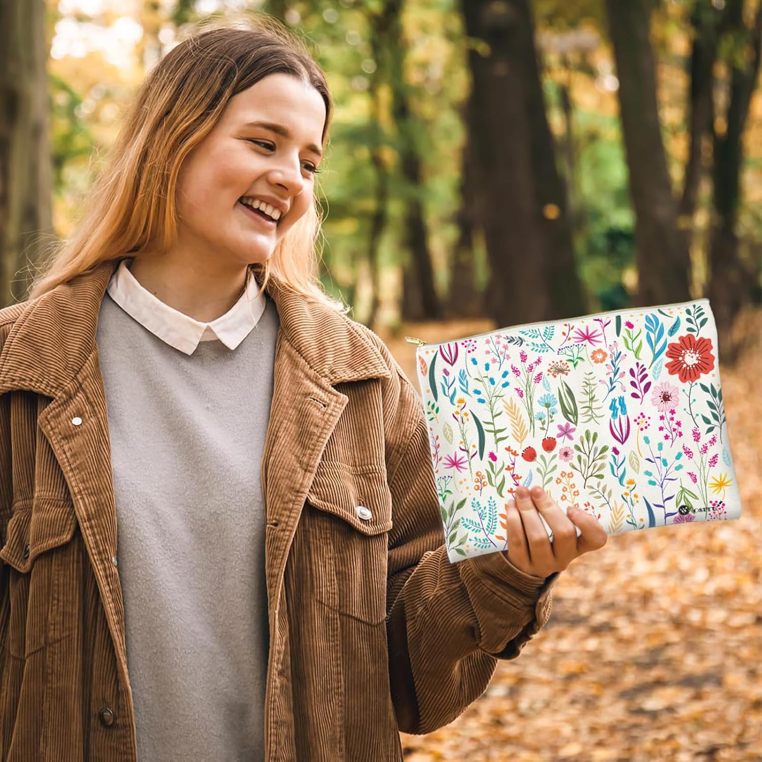 Canvas Cosmetic Makeup Bag for Women - Zipper Cotton Travel Toiletry Pouch - Multi-Purpose Small Canvas Bags Bulk - Image 9