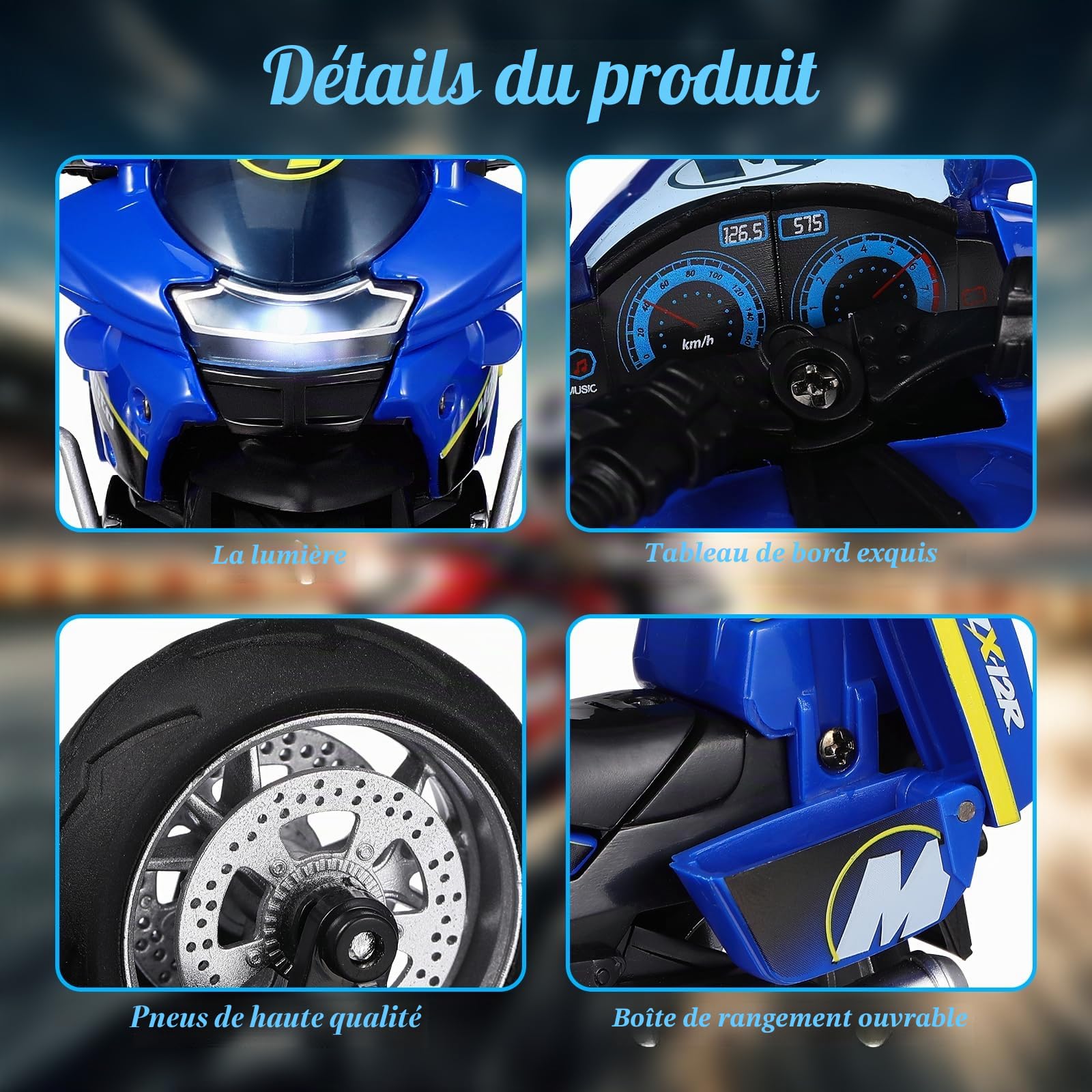 TOYANDONA Jouets de moto électrique pour enfants avec sons et lumières, jouet à friction pour enfants à partir de 3 ans, fournitures de fête d'anniversaire et de Noël