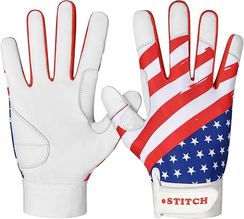 Miniatura 4 de Guantes de bateo de béisbol con bandera de Estados Unidos y guante de sóftbol, guantes de bateo de bandera estadounidense, guantes de bateo de