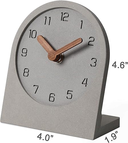Miniatura 2 de Reloj de madera silencioso sin tictac, funciona con pilas, decorativo, pequeño, analógico, moderno, para escritorio, mesa, reloj de mesa para el