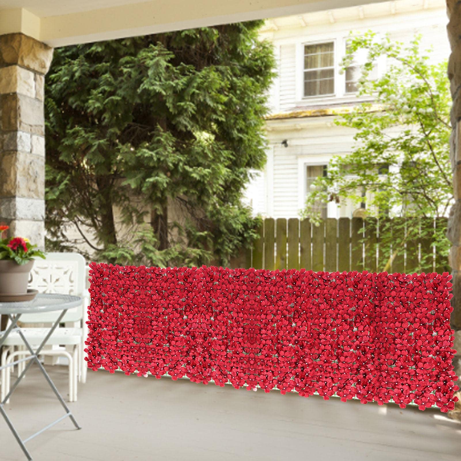 Protezione per la privacy artificiale con fiore di edera, siepe artificiale in edera, schermo per la privacy decorativo a traliccio da parete per esterni giardino e cortile, rosso 1 x 3
