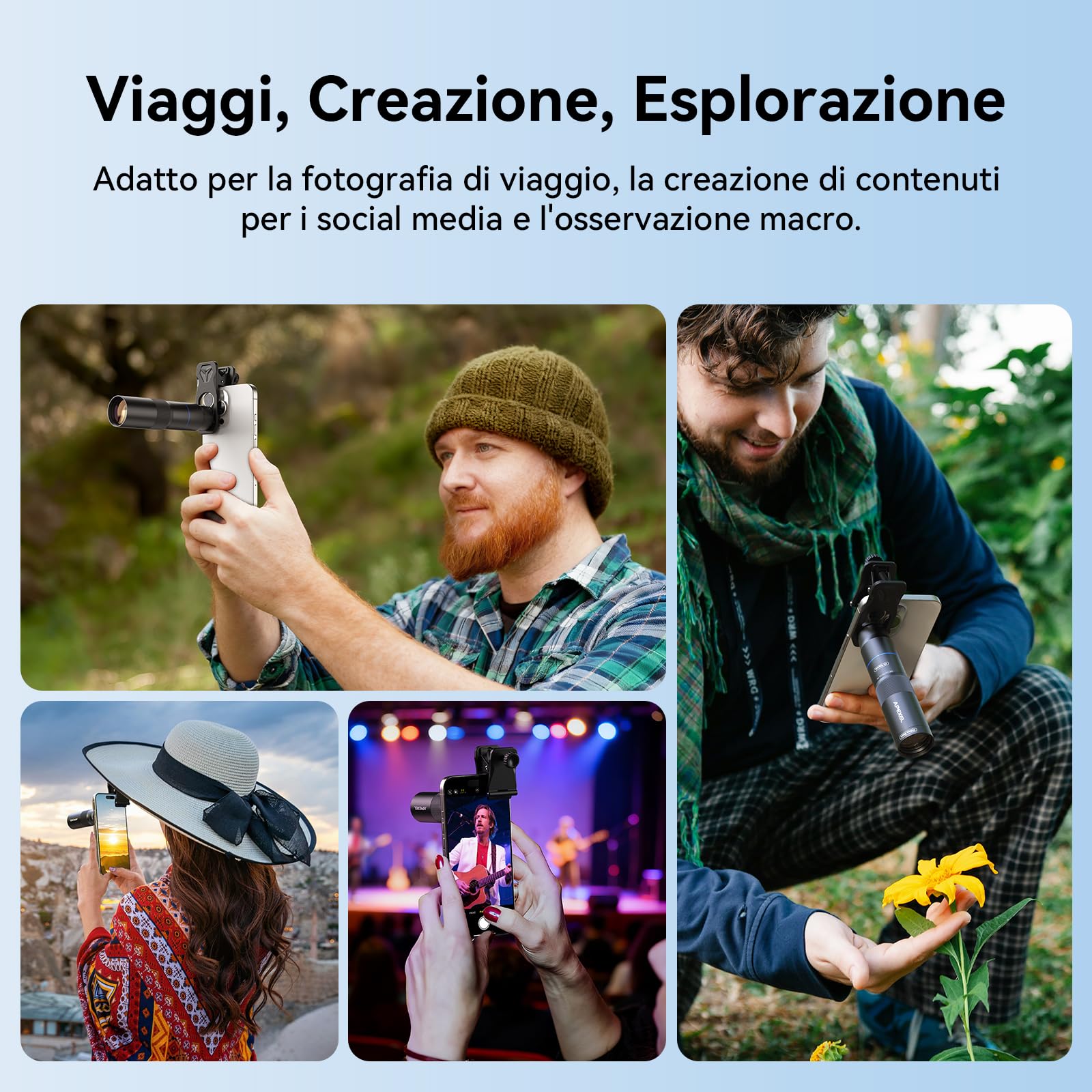 APEXEL Teleobiettivo Compatto 10x & Lente Macro 200 mm per Smartphone con Clip Universale, Obiettivo ED Professionale FMC, Adatto per iPhone 17/16/15... Samsung, Pixel e Altri Smartphone