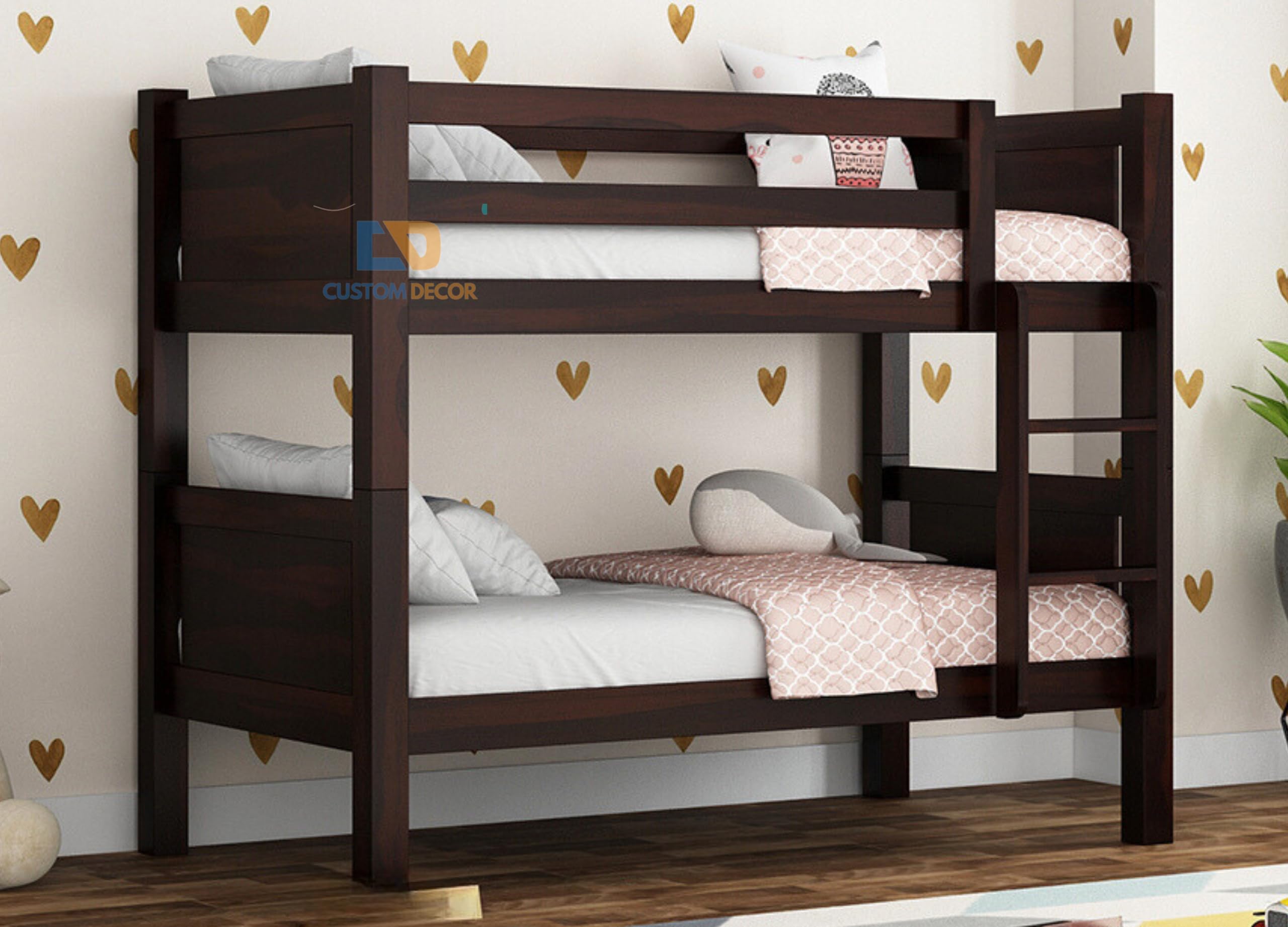 RECTART Sheesham Wood Bunk Bed | Wooden Double Bed Bed Furniture for Bedroom | Living Room | Home | (Zenflow-Walnut)