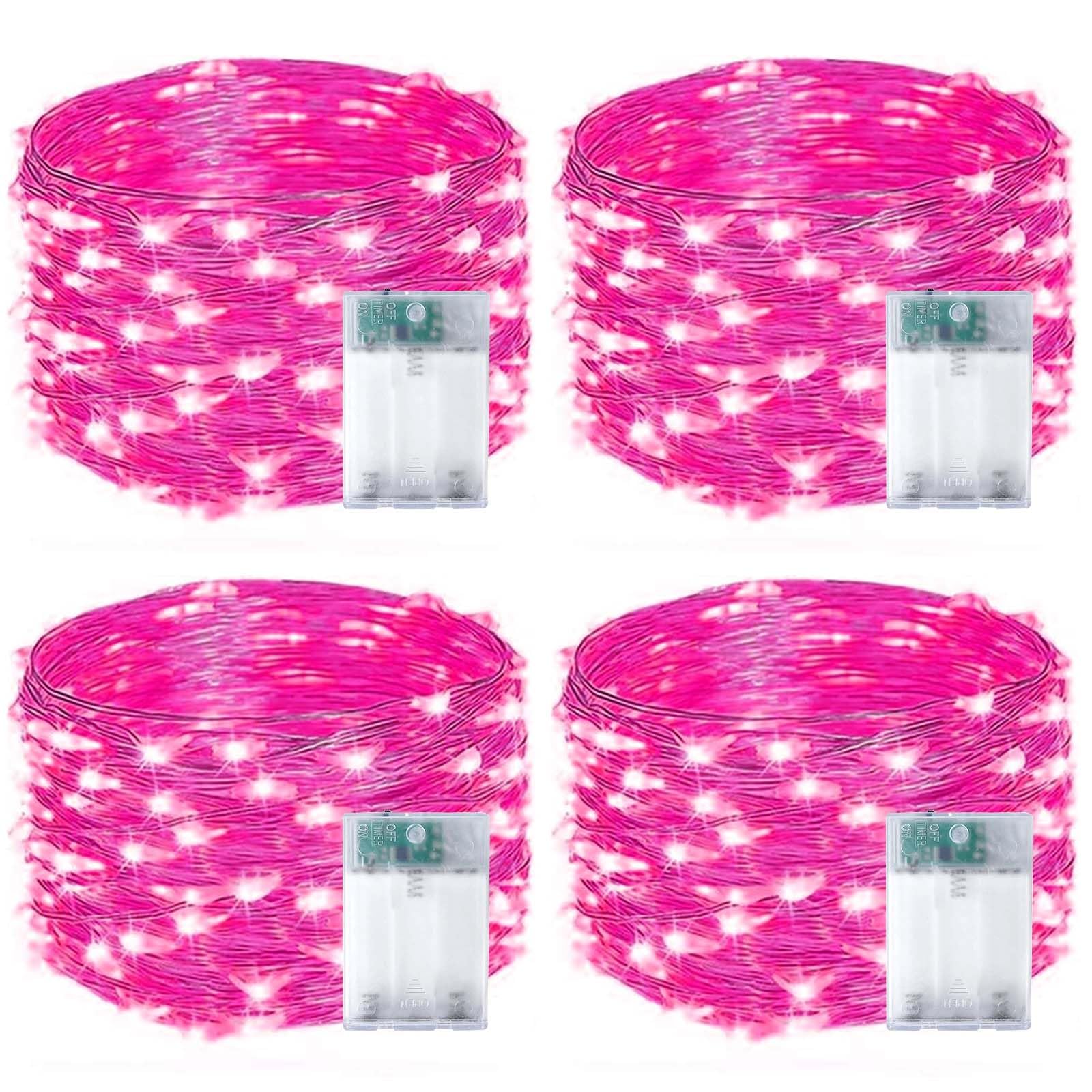Cshare Pink Fairy Lights For Bedroom, String Lights Battery Operated 9