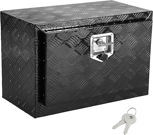 Miniatura 9 de VEVOR Underbody - Caja de almacenamiento para camioneta de 24 x 14 x 16 pulgadas, caja de herramientas de aluminio resistente con cerradura y Negro