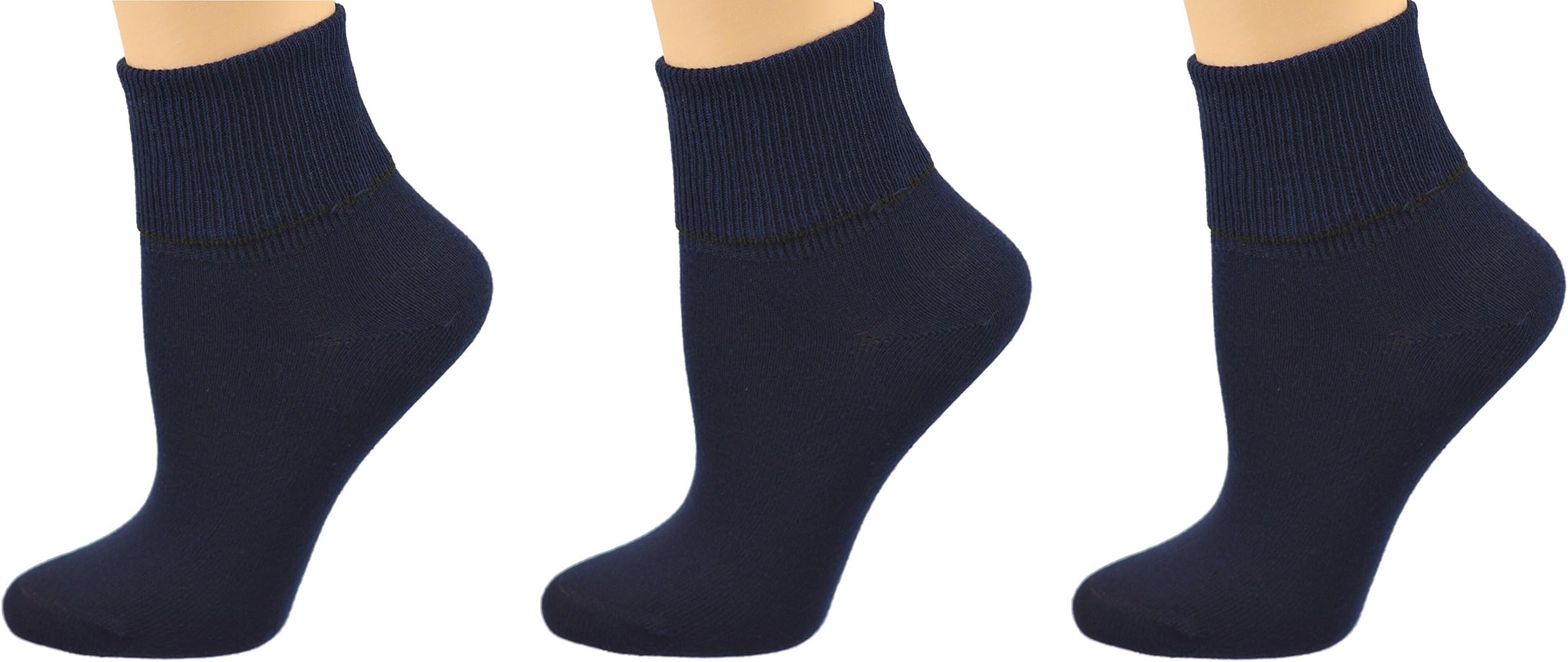 Seamless Ribbed Combed Cotton Turn Cuff, Loose-Fitting Diabetic Socks for Sensitive Feet, Lightweight, Thin Socks