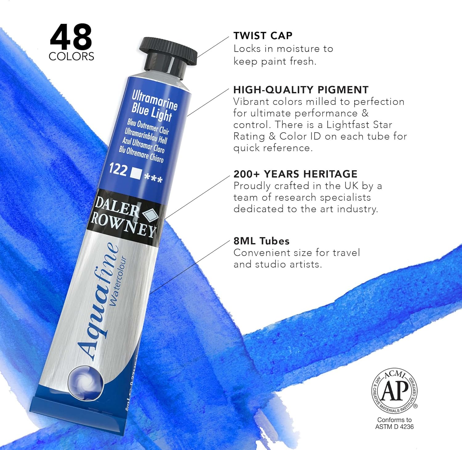 Daler Rowney Aquafine Watercolor Paints - Watercolor Paint Tubes for Watercolor Paper and More - Watercolor Tubes for Artists and Students - Premium Artist Supplies for All Skill Levels
