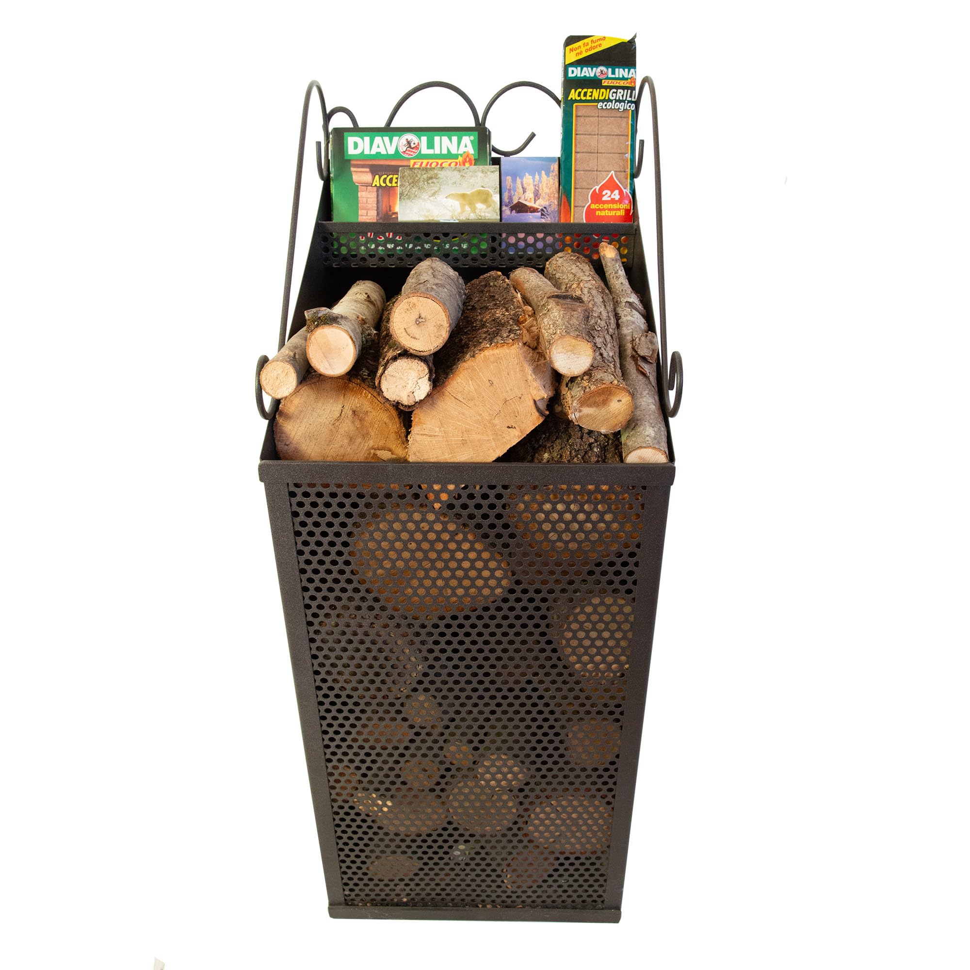 CRUCCOLINI CA007 CARRELLO PORTA LEGNA FORGIATO PER LEGNA/PELLET INE FERRO CON RUOTE