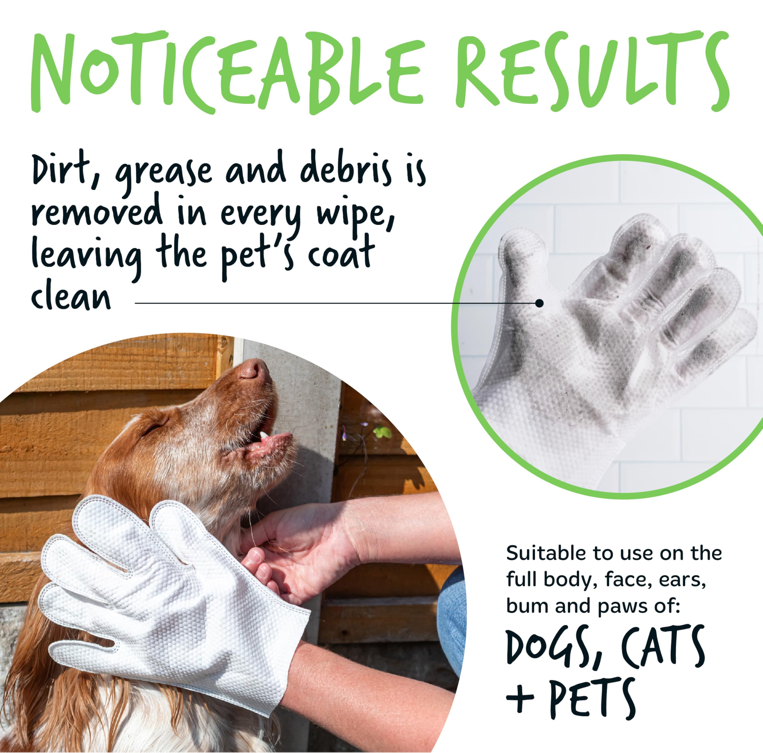 BUGALUGS Dog Glove Wipes, pet wipes for full body, eye wipes, ear wipes, bum & paws. 30 sensitive dog grooming glove wipes for dogs, puppy & cat grooming, One size fits all (Fragrance Free) - 2