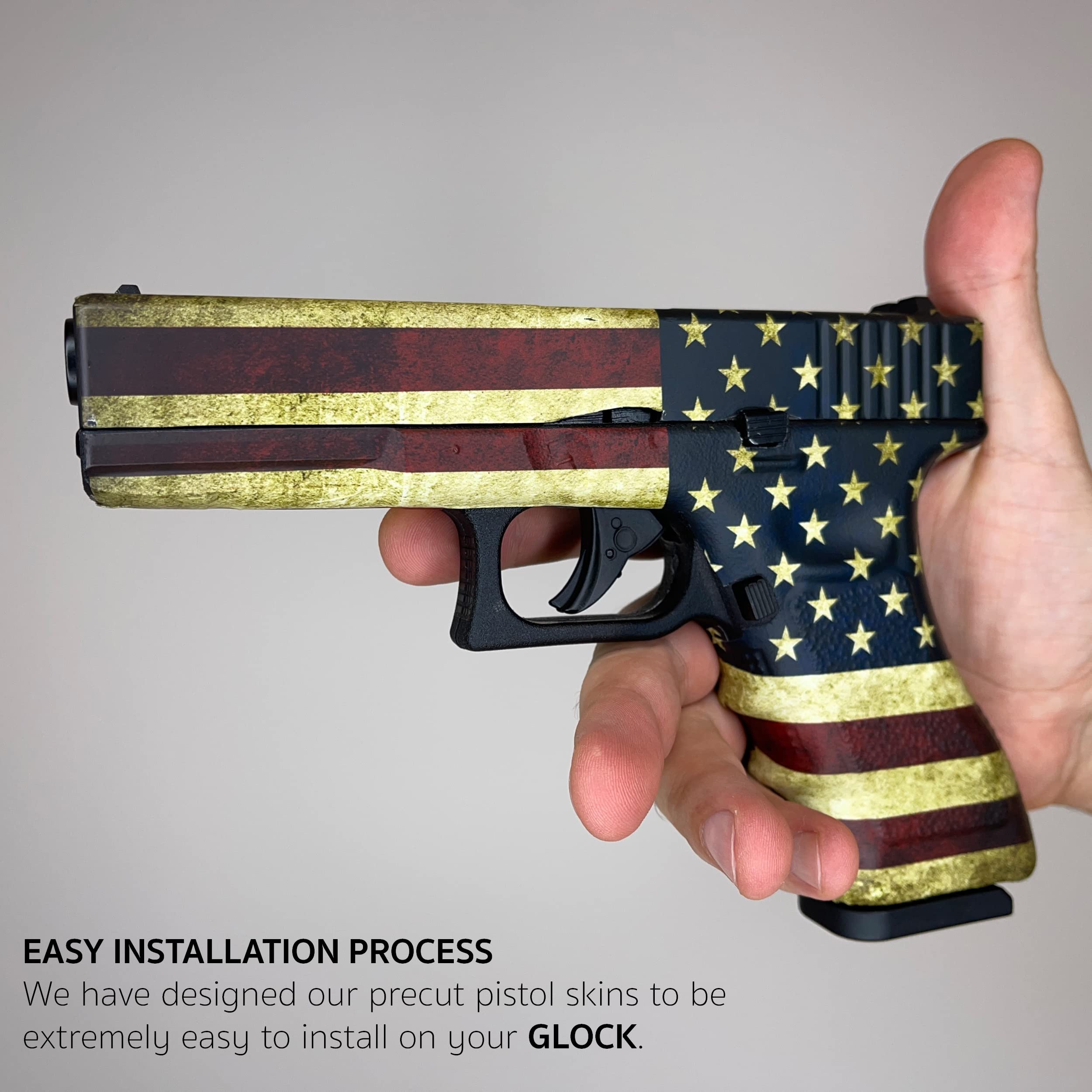 GOLD HOOK Pistol Skin Heavy Duty Vinyl Gun Wrap with Matte Finish Waterproof Non-Reflective - Made in USA (Pre-Cut for G17 (Gen 3,4,5))