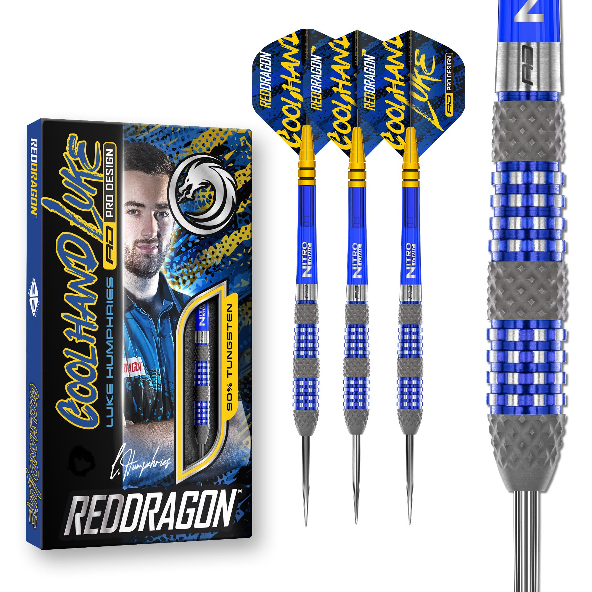 RED DRAGON Luke Humphries TX Series Premium Tungsten Darts Set with Flights and Stems