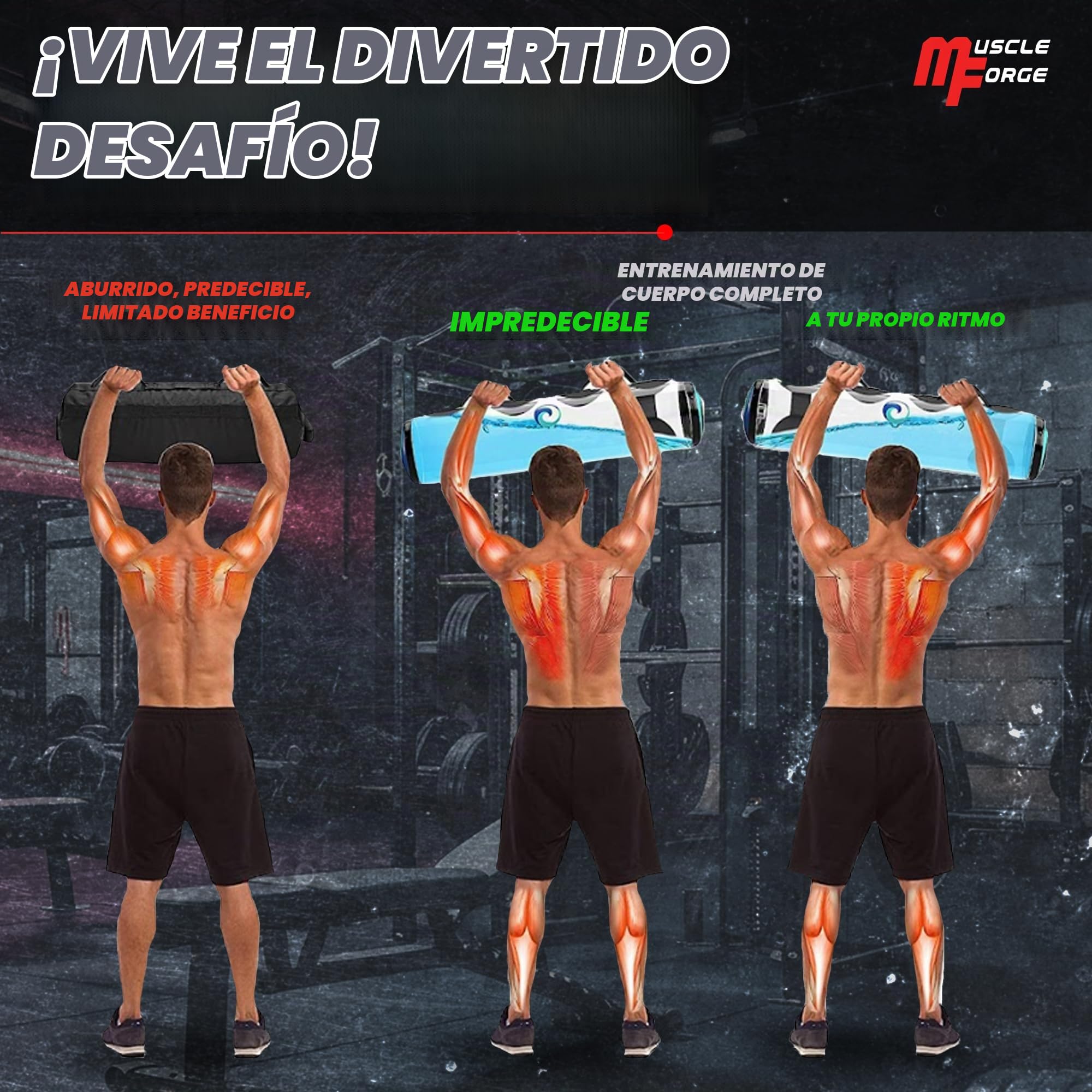 Aqua Power Bag 15/20/25/30 kg – Bolsa de Agua Ajustable para Entrenamiento de Estabilidad, Fuerza Funcional y Core, Aquabag Fitness con Bomba de Aire