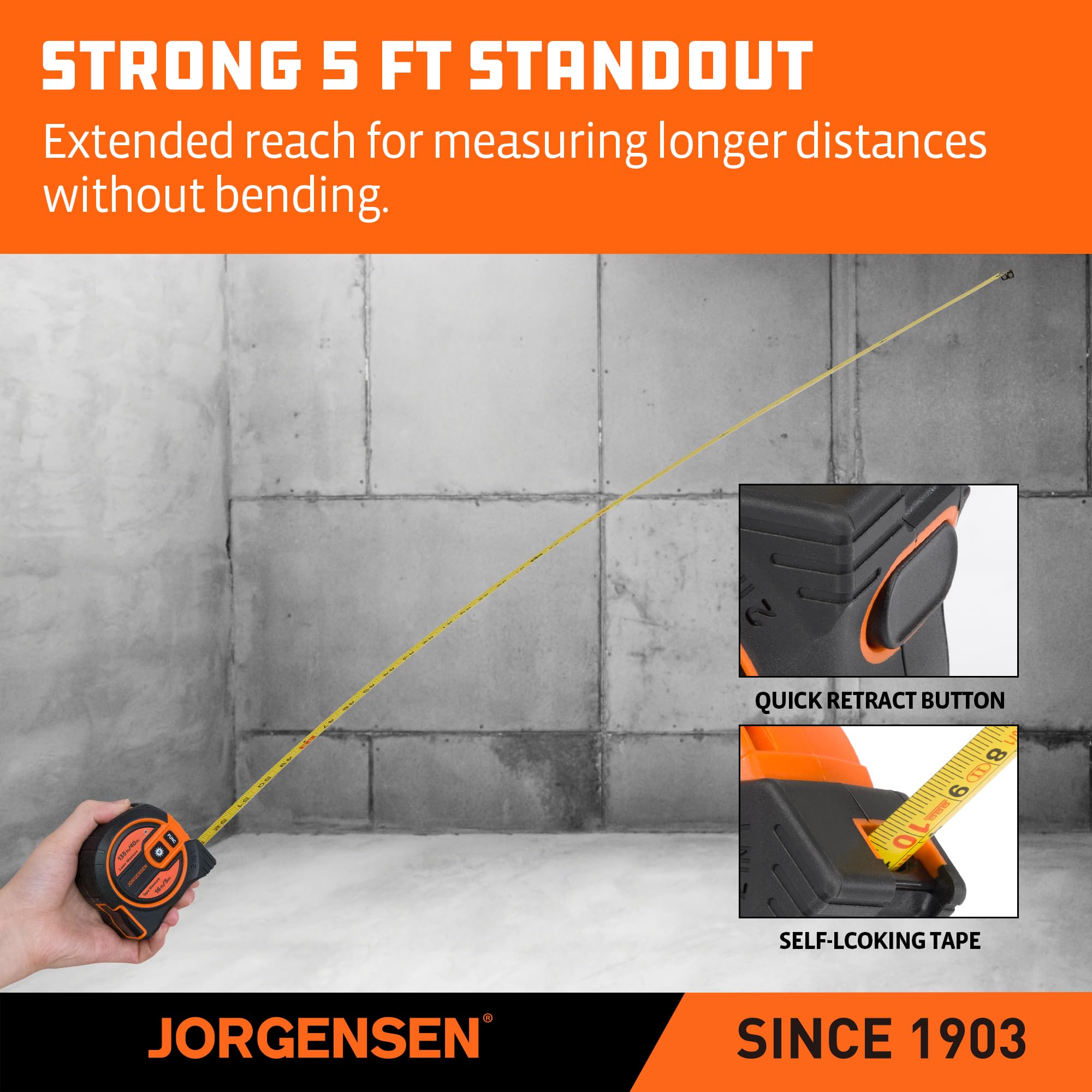 JORGENSEN 2-in-1 Laser Tape Measure, 135Ft Measuring Laser &16Ft Tape — Amazon image 7