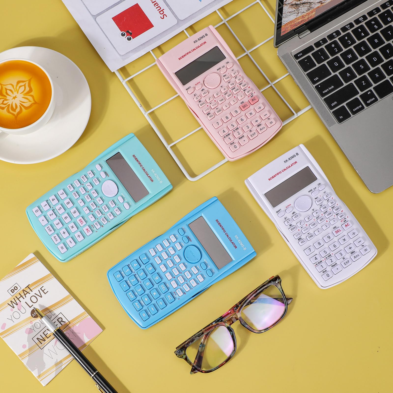 Calculadora científica de ingeniería de 2 líneas, función de visualización, calculadora matemática LCD, ideal para la escuela, aula, oficina, negocios, color rosa, azul, verde, blanco